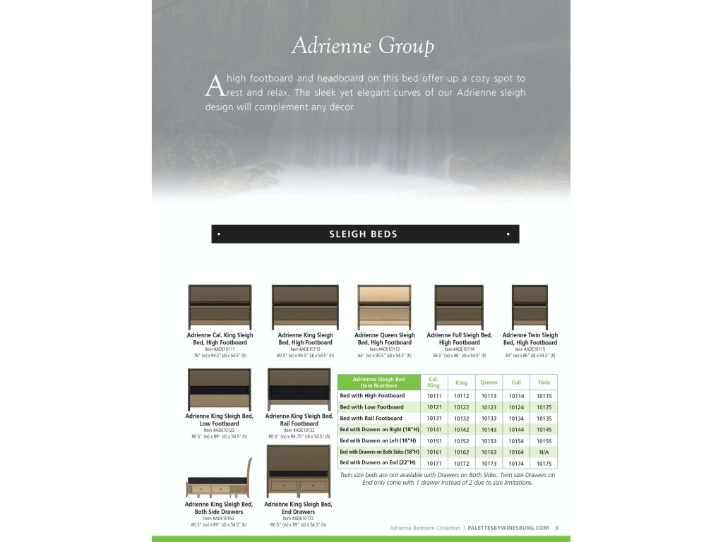 Adrienne Sleigh Bed With High Footboard - image 3